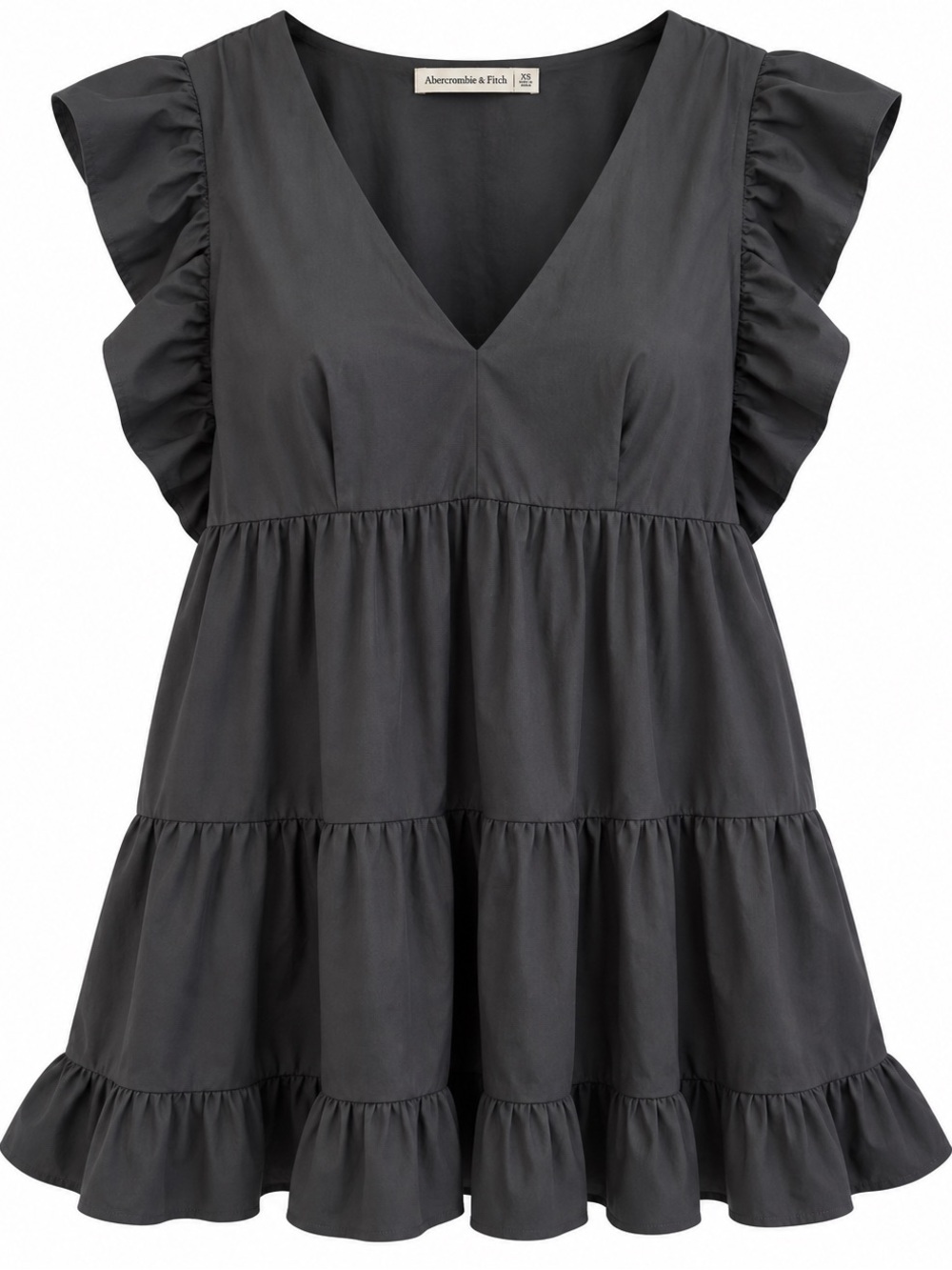 Abercrombie & Fitch Tiered Flutter Sleeve Black Dress size XXL - Picture 2 of 9